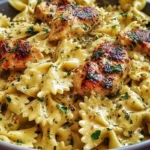Mozzarella Garlic Butter Chicken Bowties in Cheesy Cream