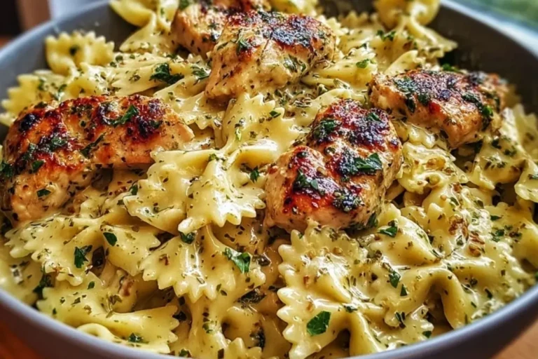 Mozzarella Garlic Butter Chicken Bowties in Cheesy Cream