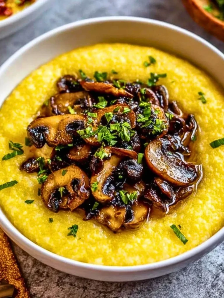 Quick Polenta with Garlic Sauteed Mushrooms (1)