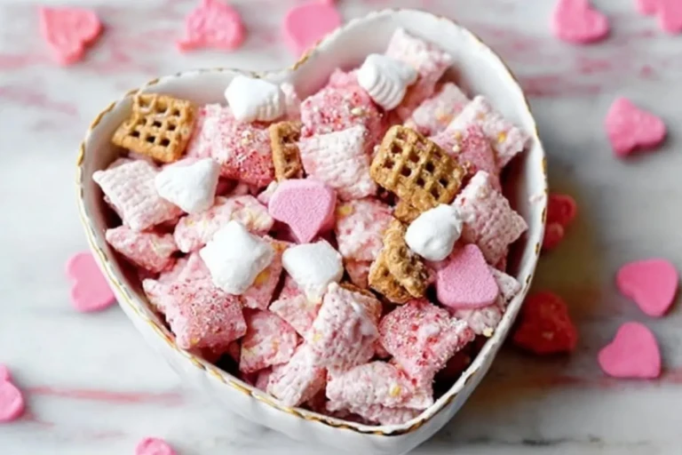 Valentine's Strawberry Cheesecake Puppy Chow