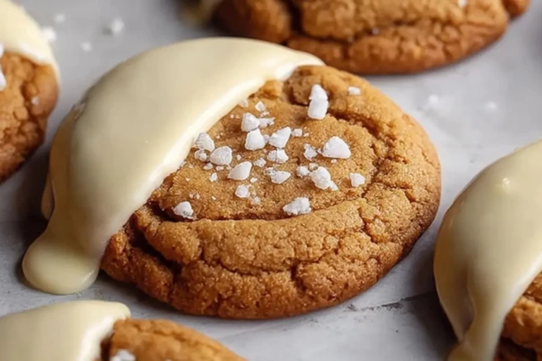 White Chocolate Dipped Chewy Maple Cookies
