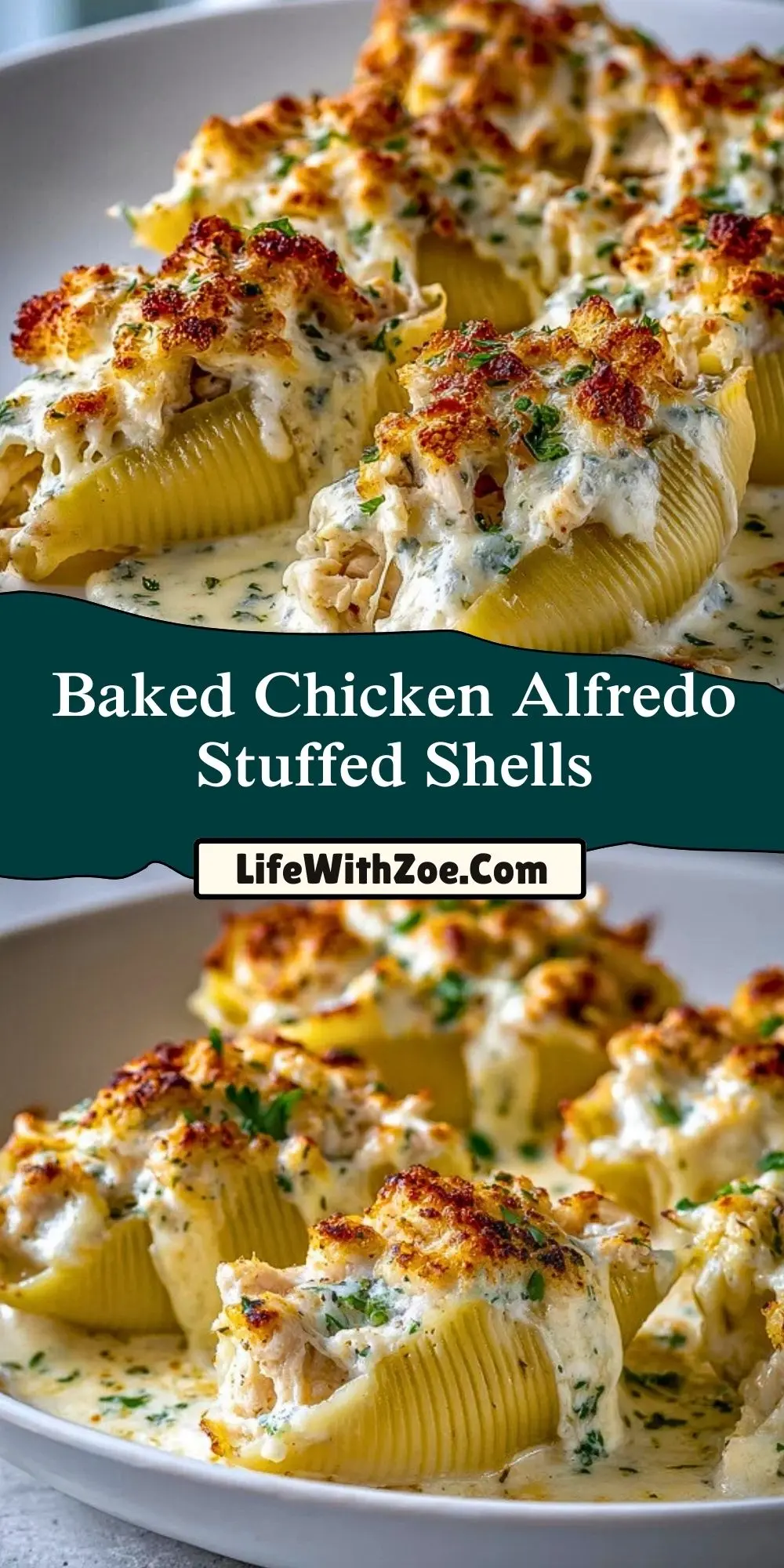 Baked Chicken Alfredo Stuffed Shells (2)