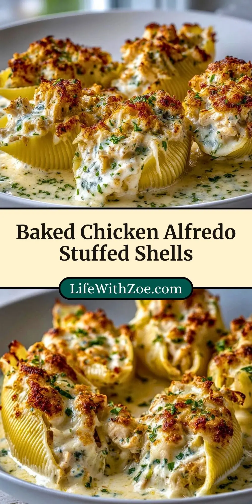 Baked Chicken Alfredo Stuffed Shells (3)