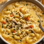 Creamy Chicken Macaroni Cheese Soup