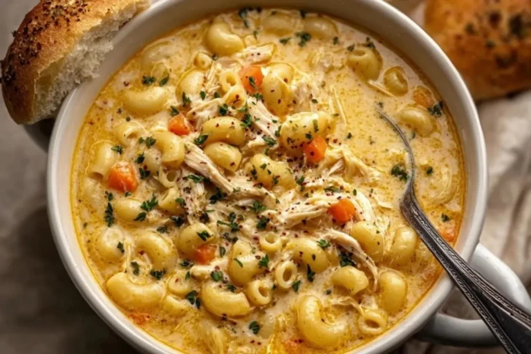 Creamy Chicken Macaroni Cheese Soup