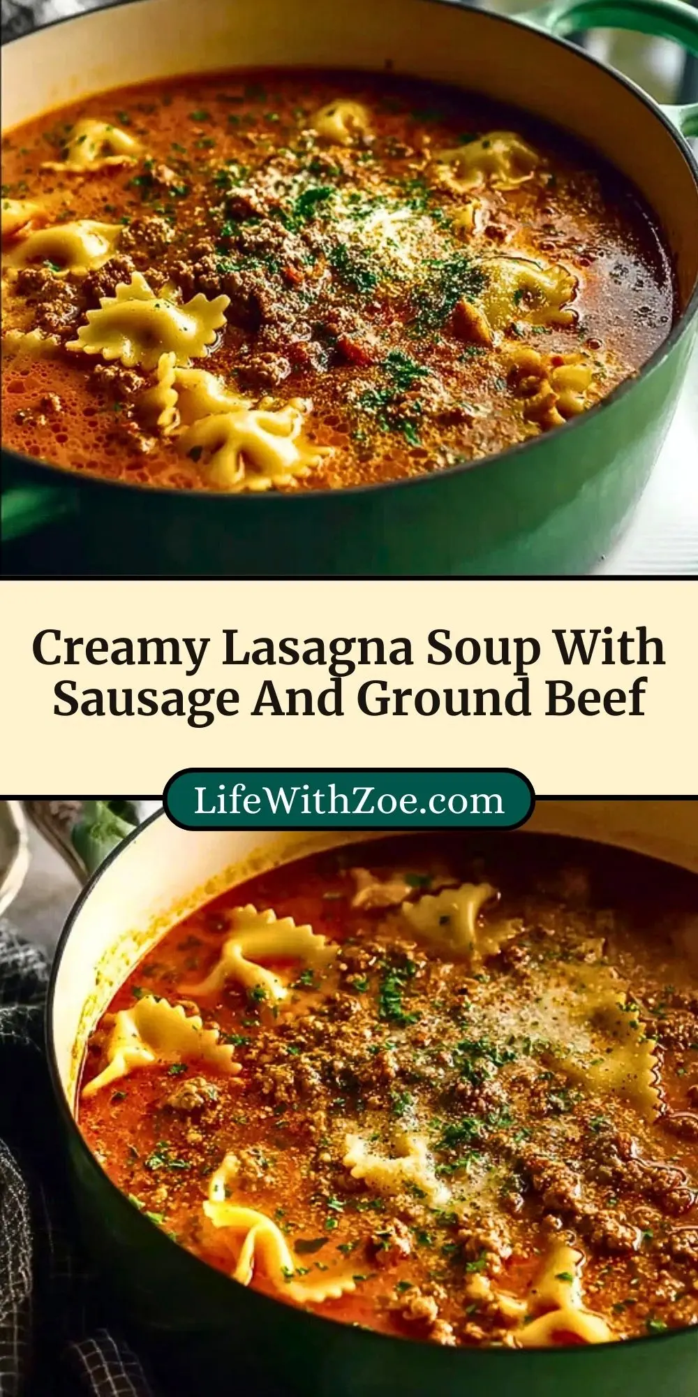 Creamy Lasagna Soup With Sausage And Ground Beef (3)