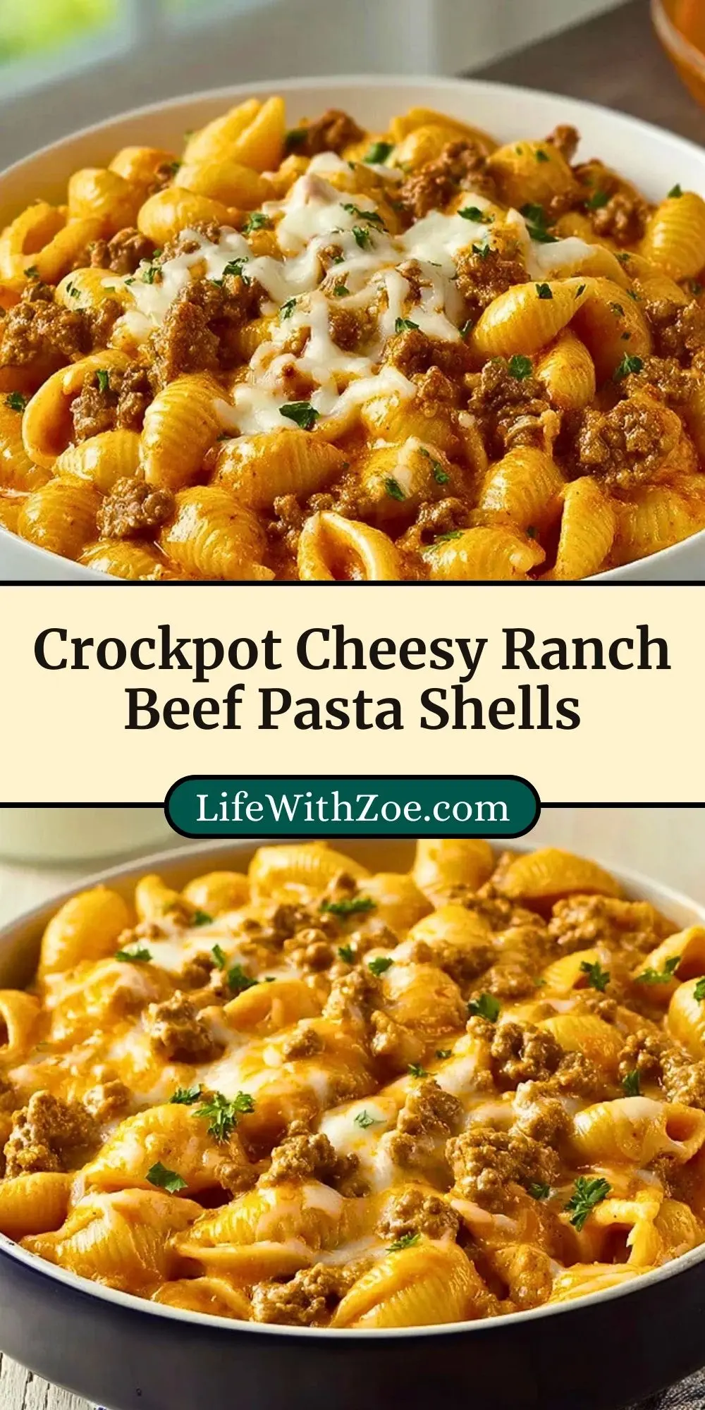 Crockpot Cheesy Ranch Beef Pasta Shells (3)