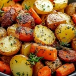 Garlic Herb Roasted Potatoes Carrots and Zucchini