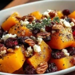Honey Roasted Butternut Squash with Cranberries, Pecans, and Feta