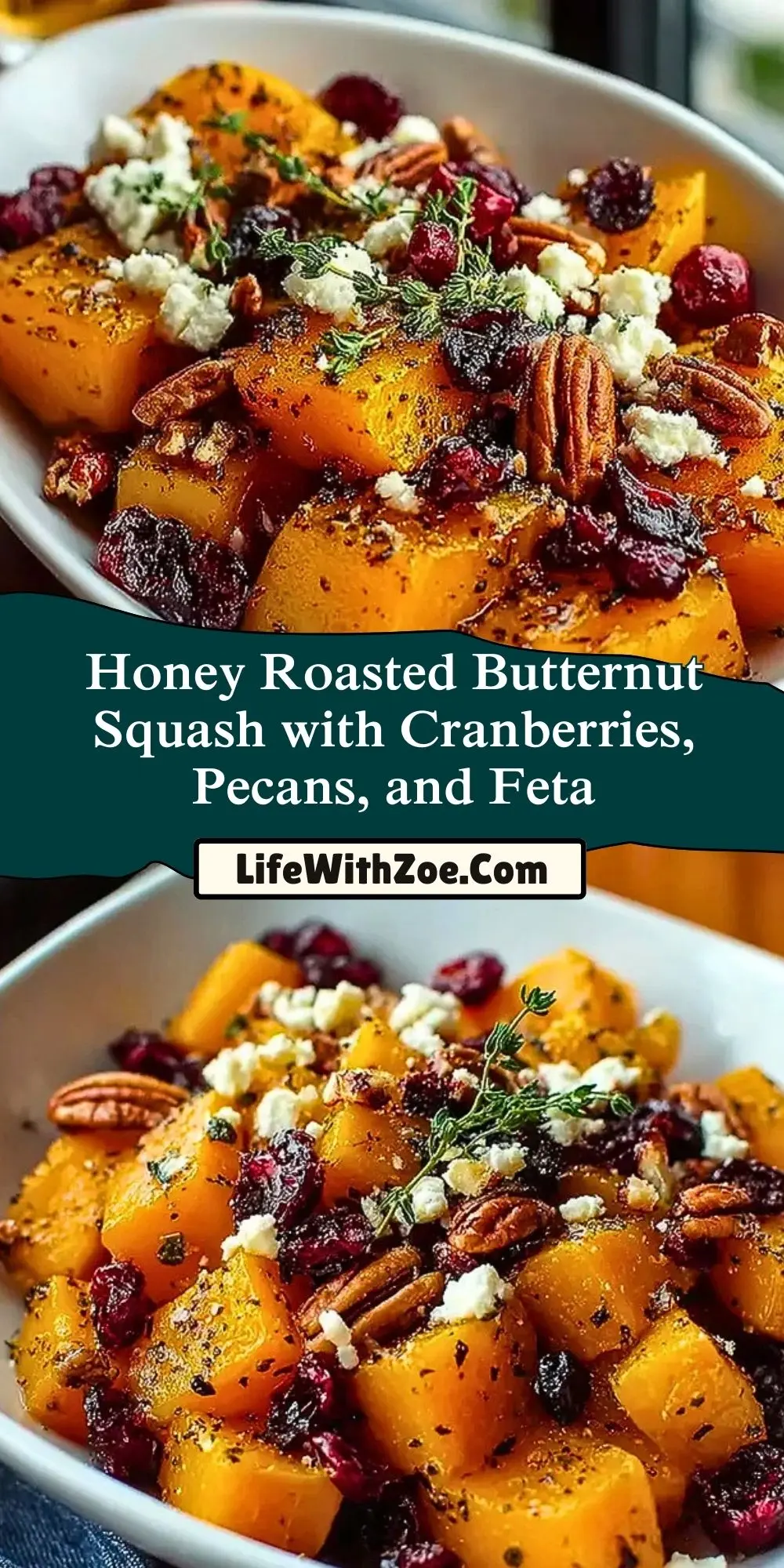 Honey Roasted Butternut Squash with Cranberries, Pecans, and Feta (2)