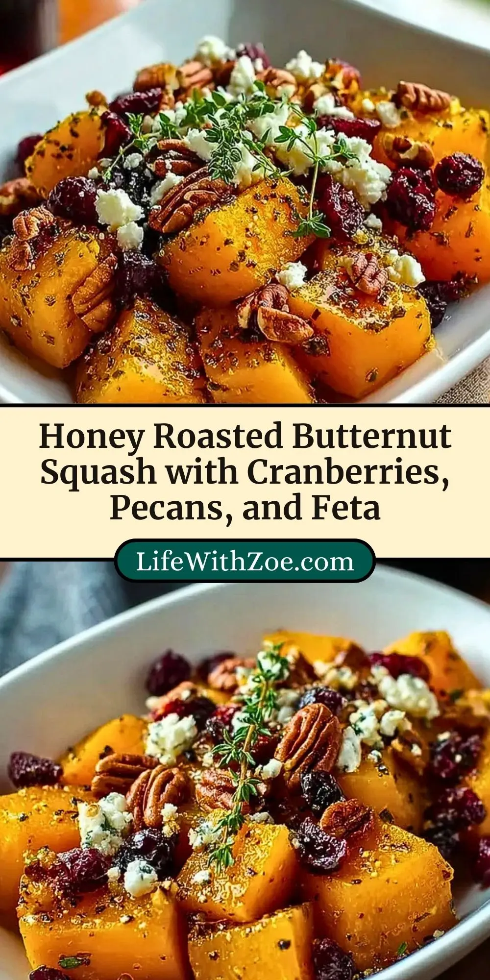 Honey Roasted Butternut Squash with Cranberries, Pecans, and Feta (3)