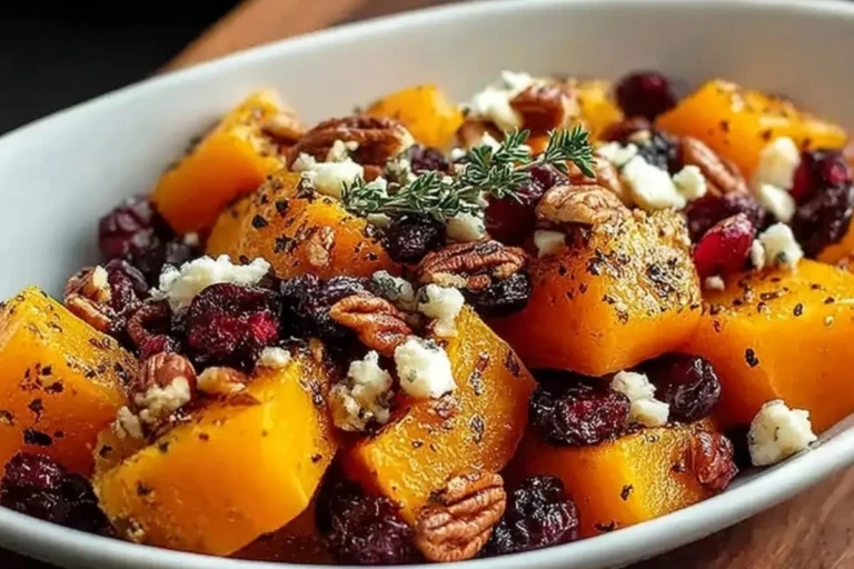 Honey Roasted Butternut Squash with Cranberries, Pecans, and Feta