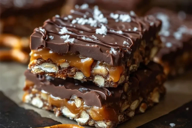 No Bake Salted Caramel Pretzel Bars