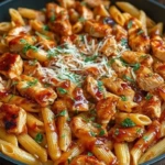 One Pan Tangy Honey BBQ Chicken Penne