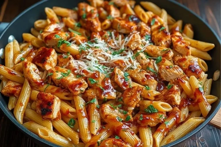 One Pan Tangy Honey BBQ Chicken Penne