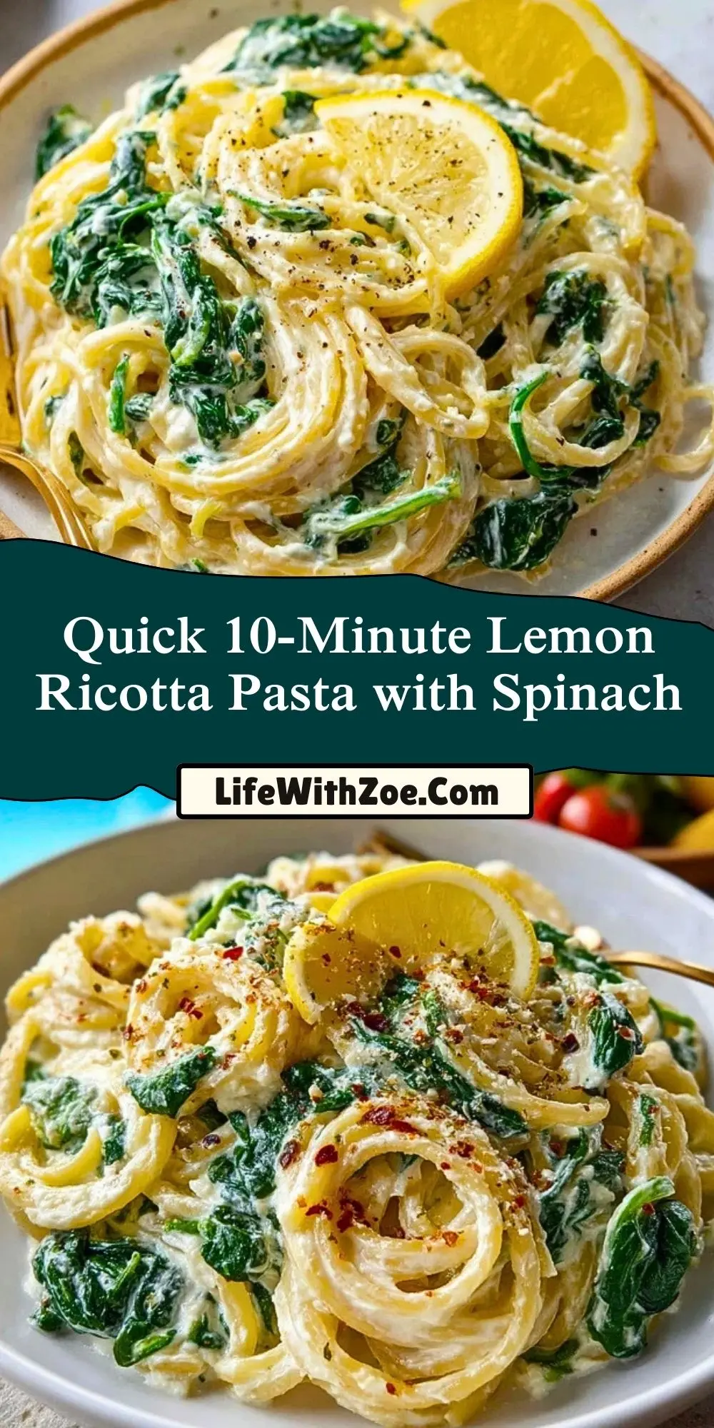 Quick 10-Minute Lemon Ricotta Pasta with Spinach (2)