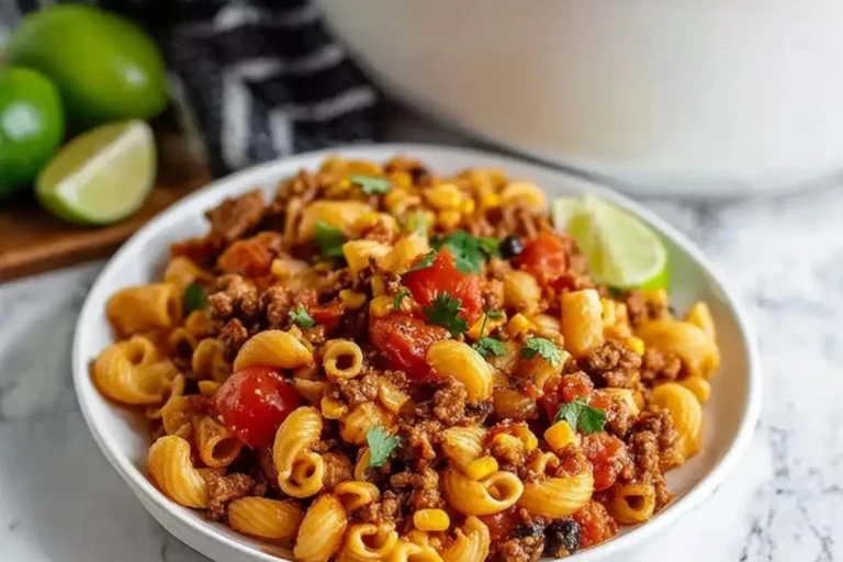 Quick Crockpot Taco Pasta