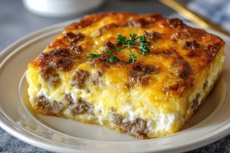 Sausage Egg and Cream Cheese Hashbrown Casserole