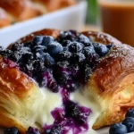 Blueberry Cream Cheese Croissant Casserole