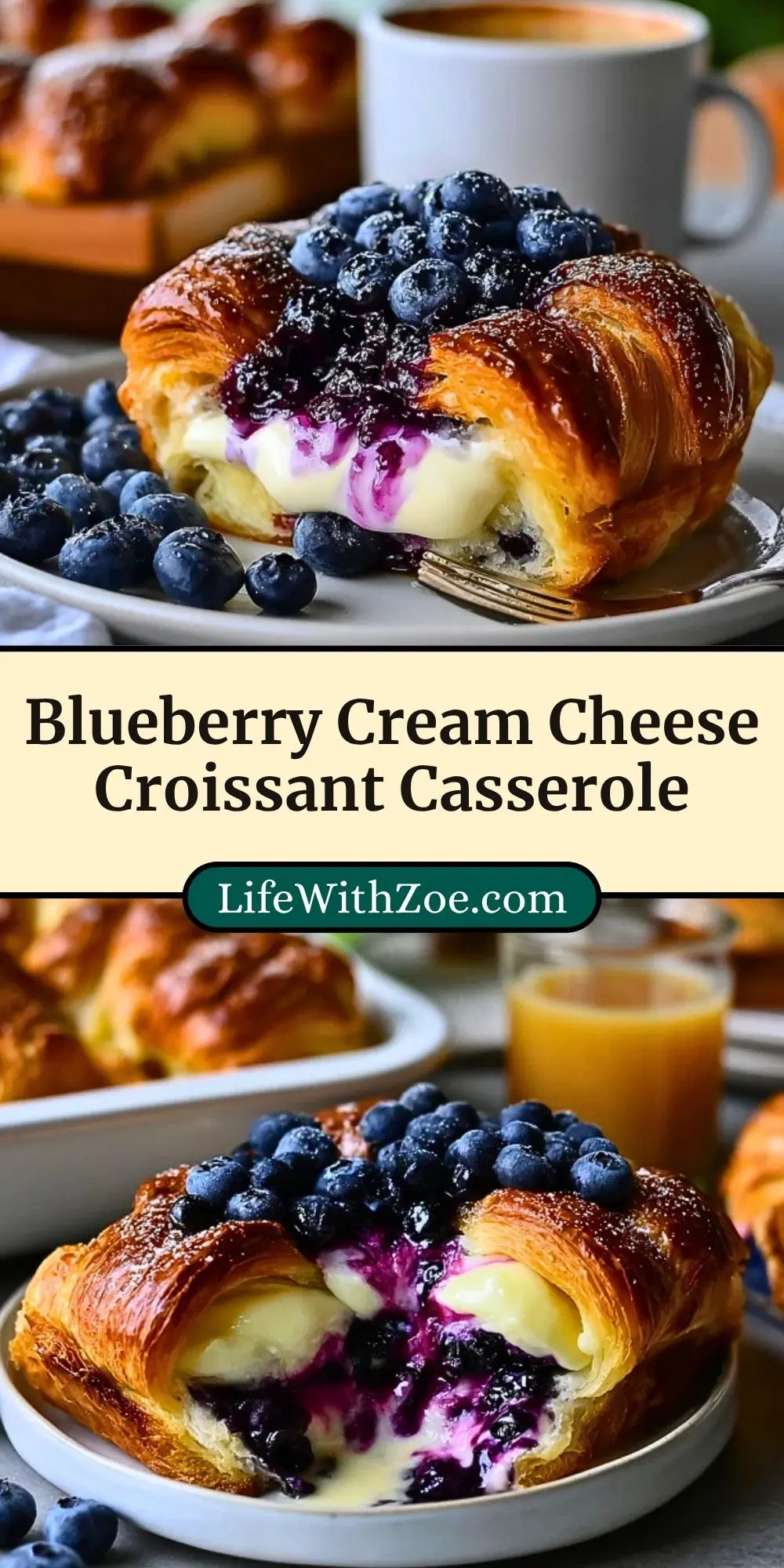 Blueberry Cream Cheese Croissant Casserole (3)