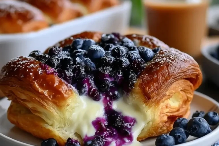 Blueberry Cream Cheese Croissant Casserole