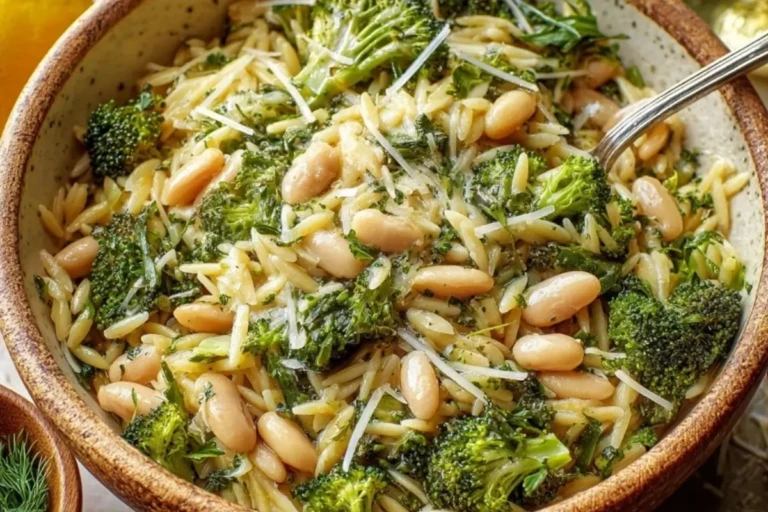 Broccoli Orzo with White Beans, Lemon and Parmesan