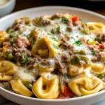Crock Pot Cheesesteak Tortellini Recipe