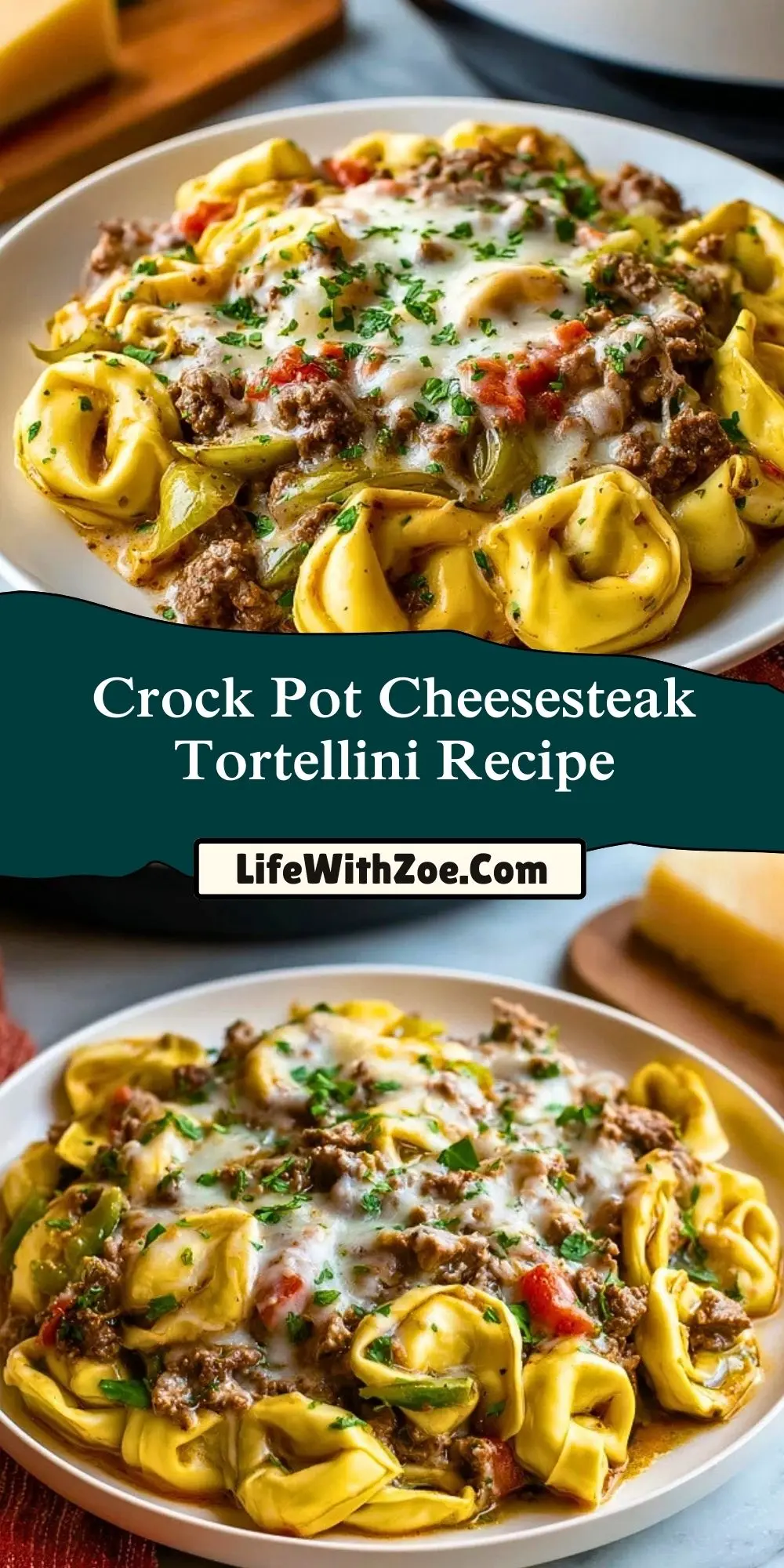 Crock Pot Cheesesteak Tortellini Recipe (2)