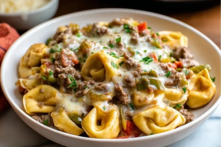 Crock Pot Cheesesteak Tortellini Recipe