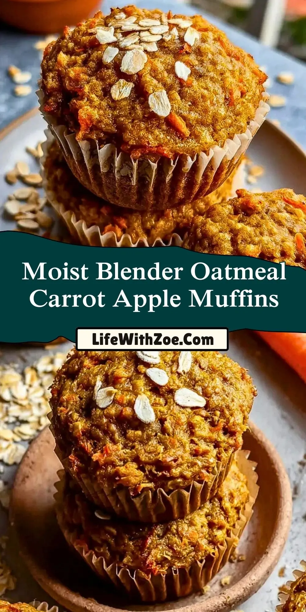 Moist Blender Oatmeal Carrot Apple Muffins (2)
