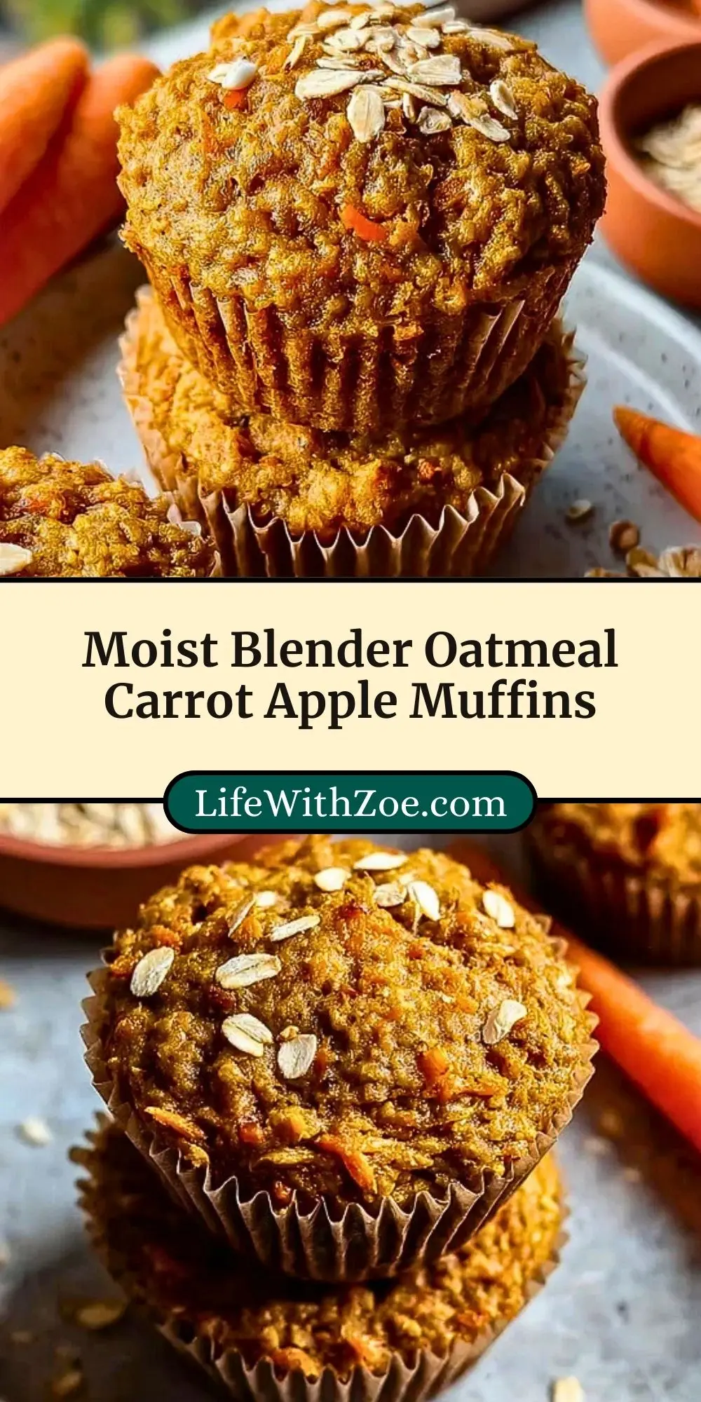 Moist Blender Oatmeal Carrot Apple Muffins (3)