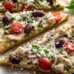 Simple Mediterranean Chicken Flatbread Pizza