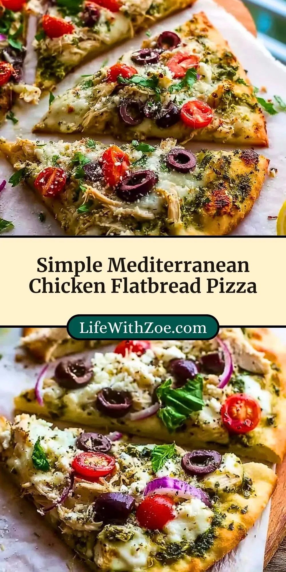 Simple Mediterranean Chicken Flatbread Pizza (3)