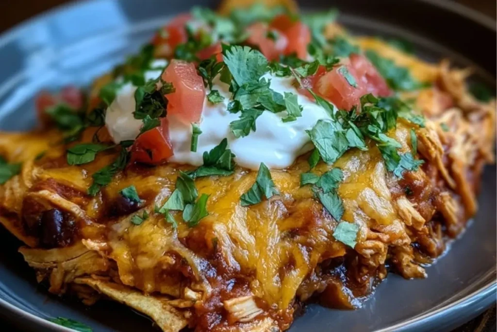 Slow Cooker Chicken Enchilada Casserole (1)