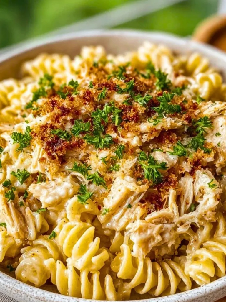 Slow Cooker Garlic Parmesan Chicken Pasta (1)