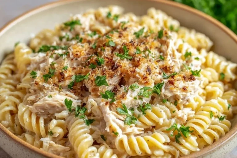 Slow Cooker Garlic Parmesan Chicken Pasta
