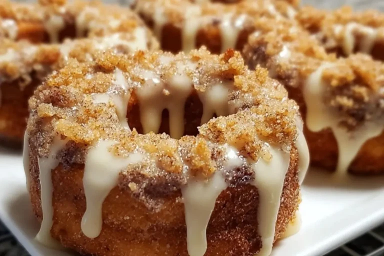 Baked Coffee Cake Donuts with Vanilla Glaze