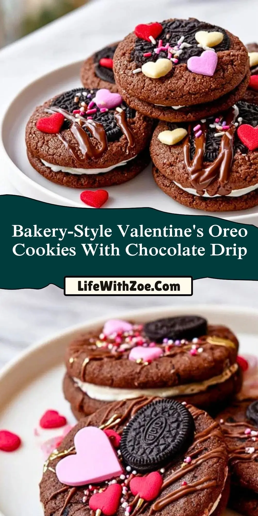 Bakery-Style Valentine's Oreo Cookies With Chocolate Drip (2)