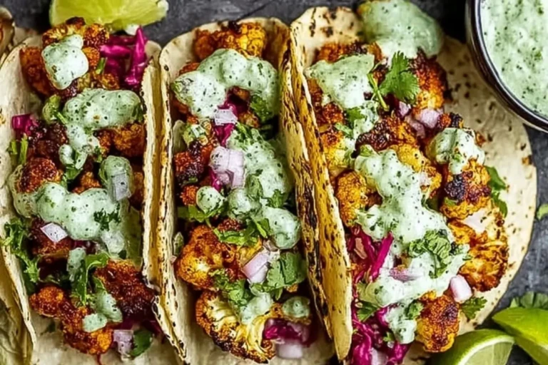 Cauliflower Tacos with Cilantro Lime Crema