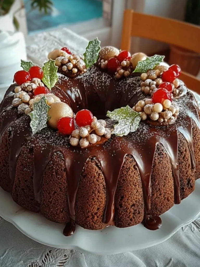 Chocolate Bundt Cake Christmas Wreath (1)