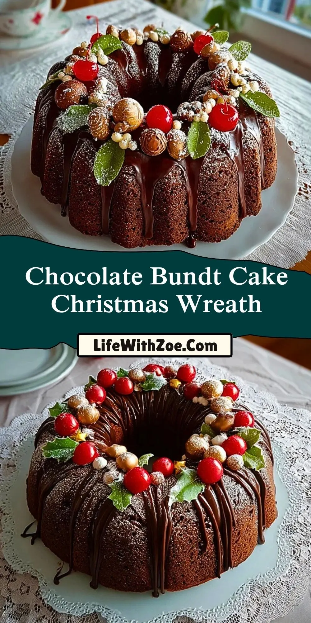 Chocolate Bundt Cake Christmas Wreath (2)