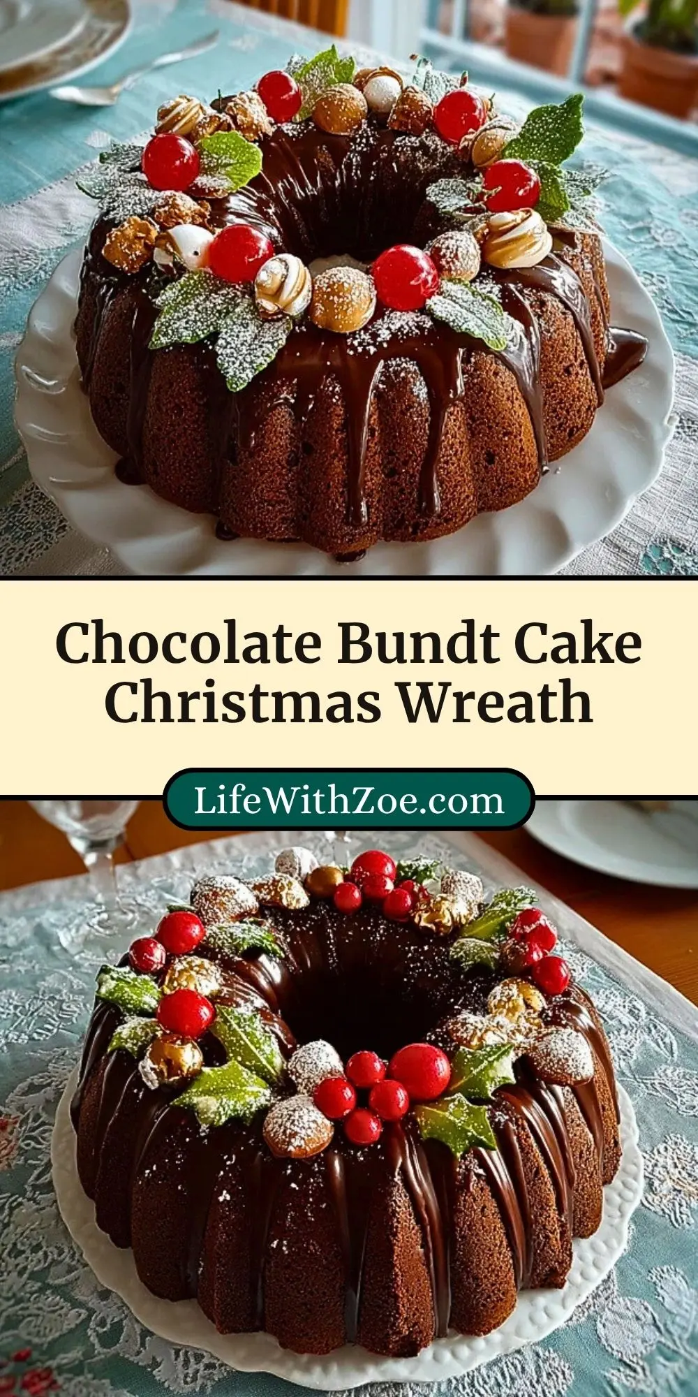 Chocolate Bundt Cake Christmas Wreath (3)