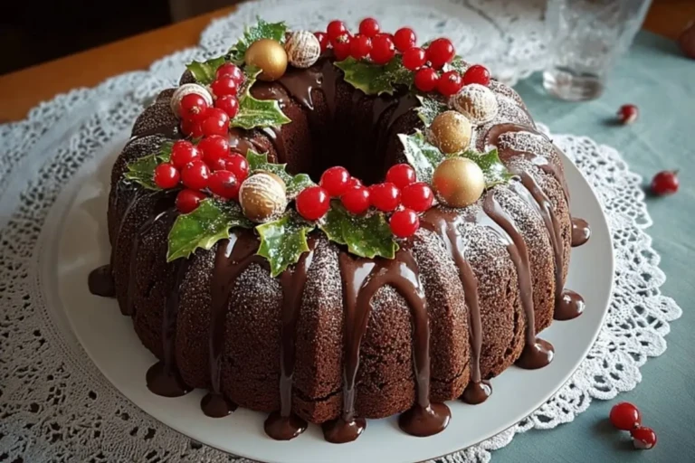 Chocolate Bundt Cake Christmas Wreath