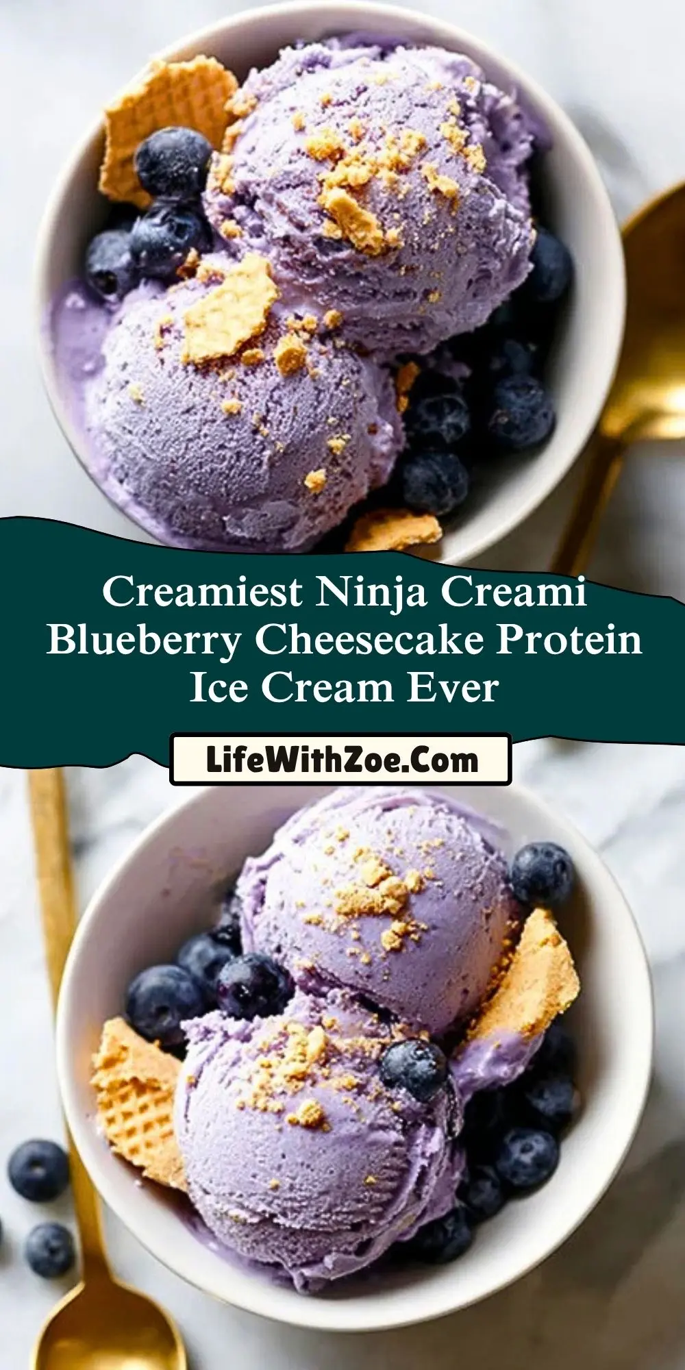Creamiest Ninja Creami Blueberry Cheesecake Protein Ice Cream Ever (2)