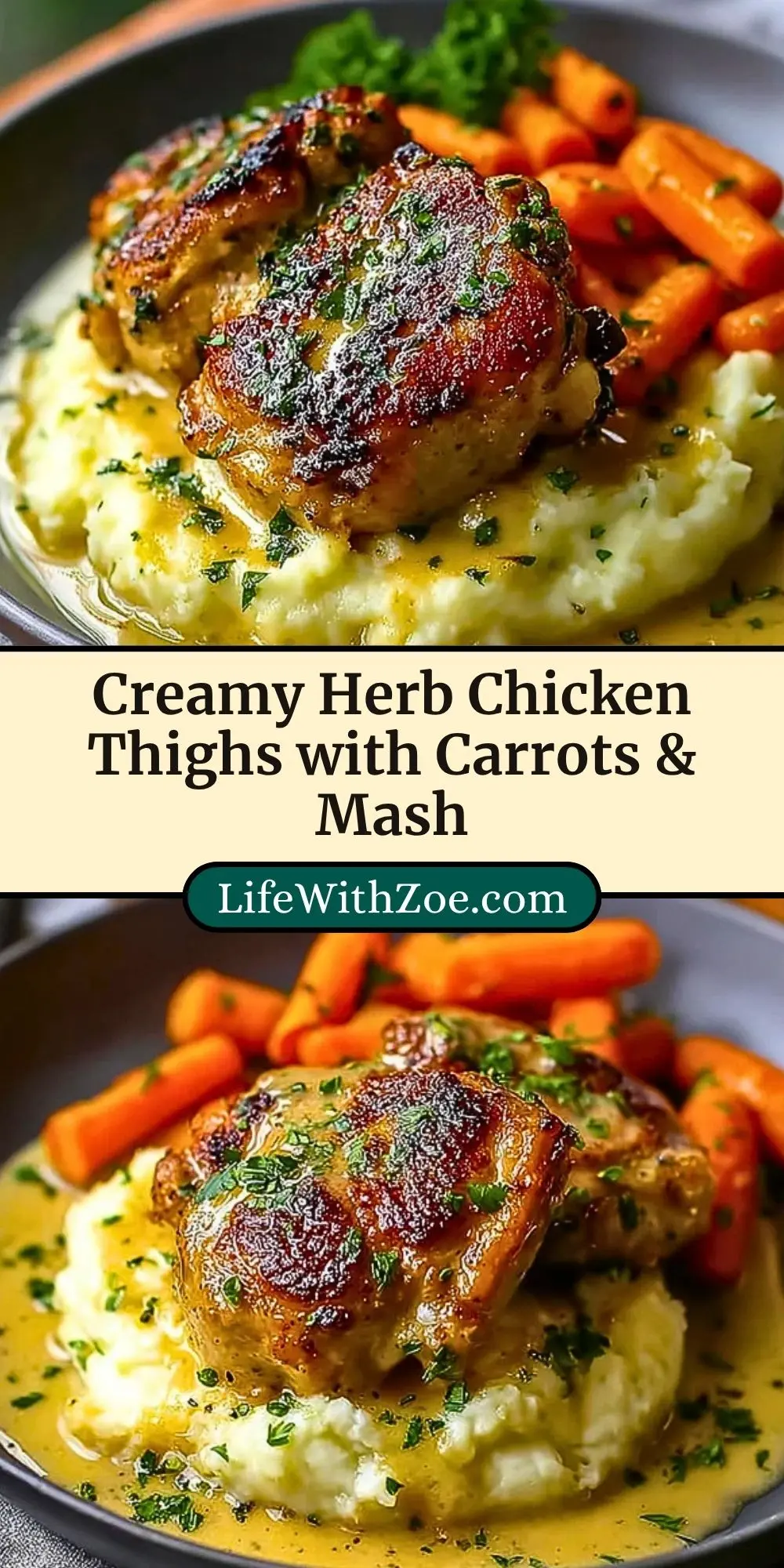 Creamy Herb Chicken Thighs with Carrots & Mash (3)