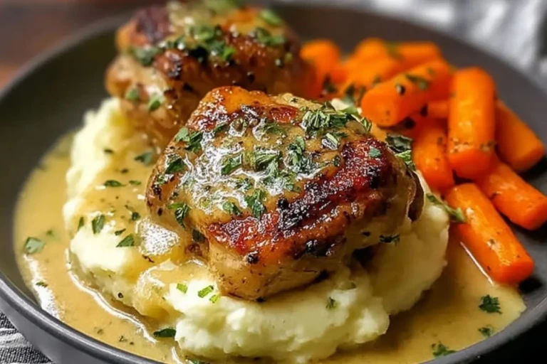 Creamy Herb Chicken Thighs with Carrots & Mash