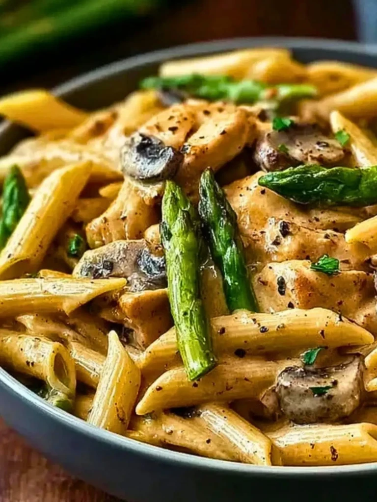 Creamy Mushroom Asparagus Chicken Penne (1)