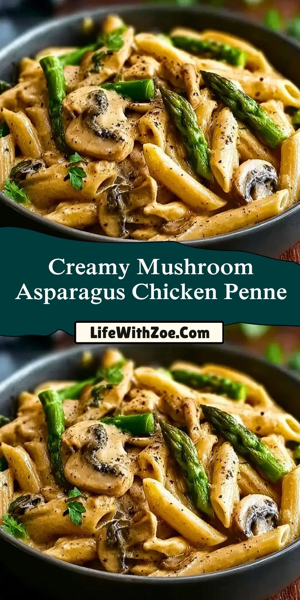 Creamy Mushroom Asparagus Chicken Penne (2)