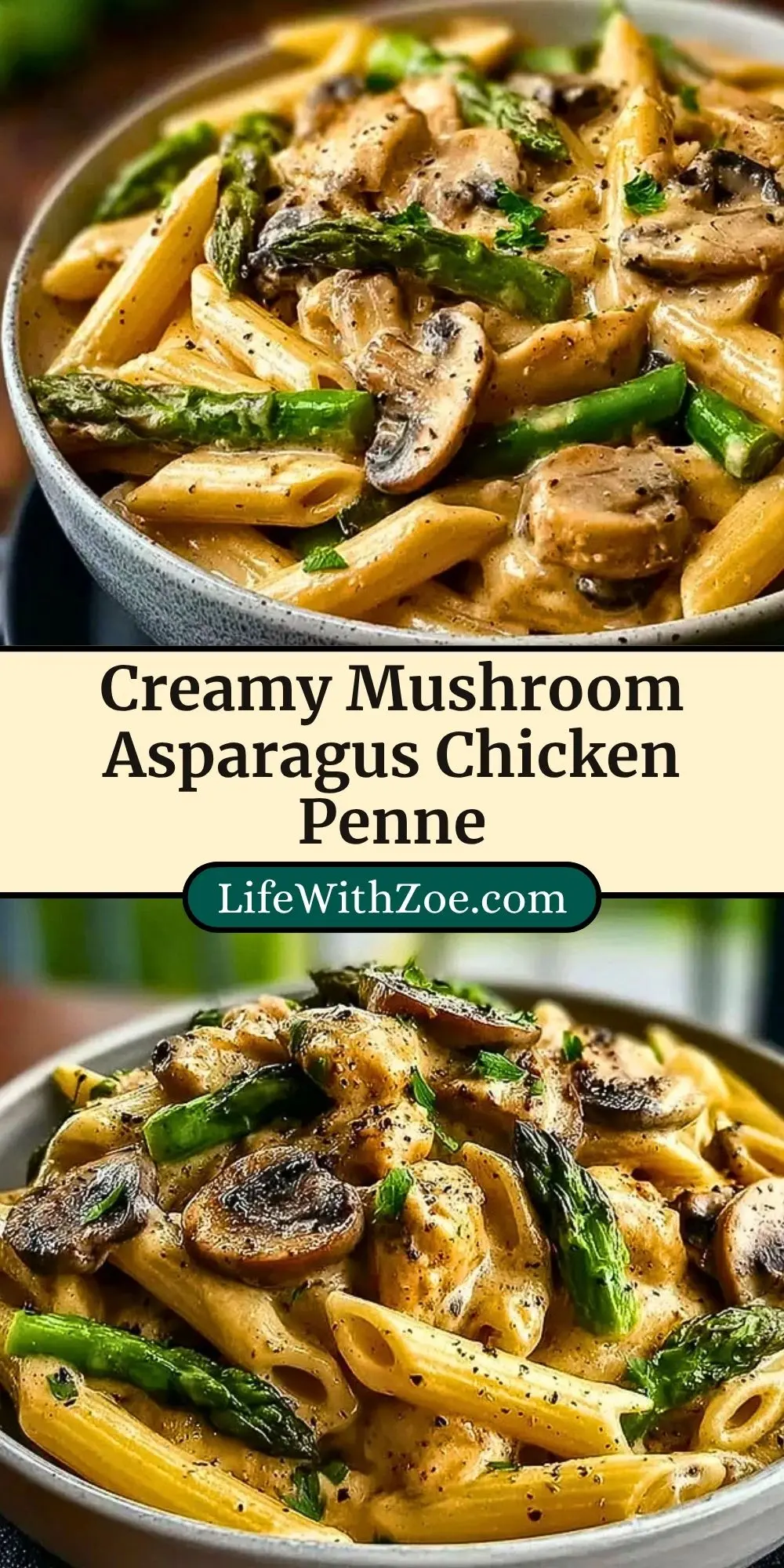 Creamy Mushroom Asparagus Chicken Penne (3)
