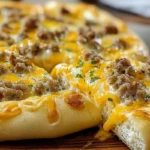 Delicious Sausage Gravy Crescent Roll Breakfast Pizza